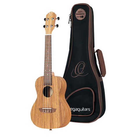Ortega Guitars, 4-String Timber Series Concert Acoustic-Electric Ukulele w/Bag, Right (RFU11ZE)