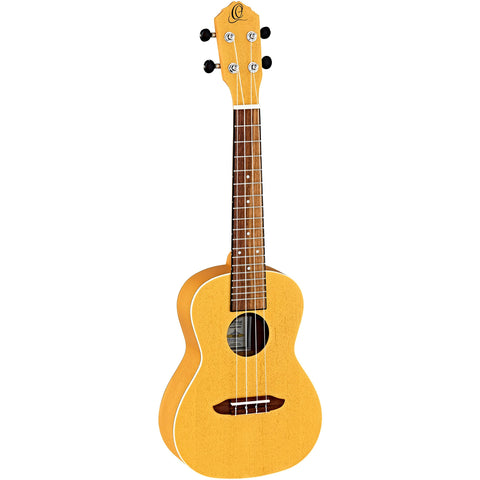 Ortega Guitars, 4-String Earth Series Concert Acoustic/Electric Ukulele, Right, Gold, (RUGOLD-CE)