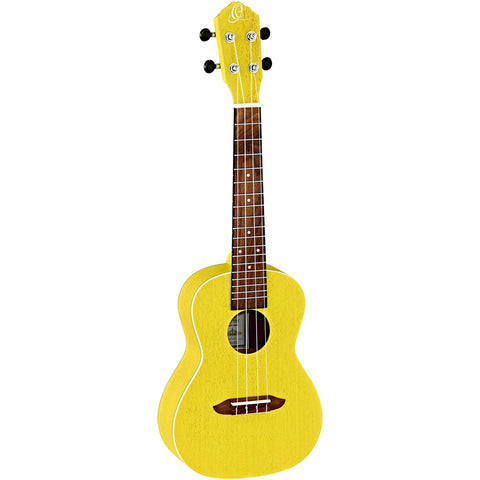 Ortega Guitars, 4-String Earth Series Concert Acoustic/Electric Ukulele, Right, Sun Yellow, (RUSUN-CE)