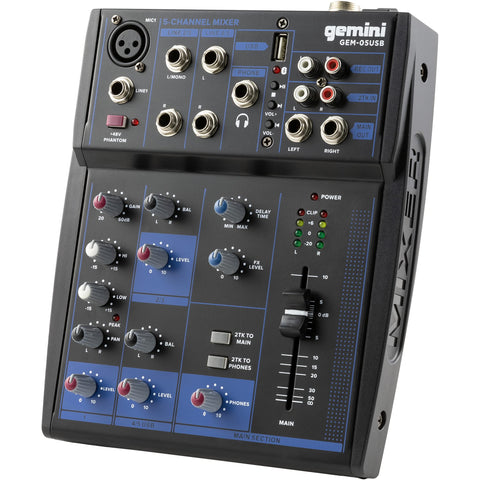 Gemini 8-Channel Audio Mixer – USB Playback, FX, EQ, Phantom Power – Compact DJ Mix Console for Music, Podcast, Live Sound & Studio Recording (GEM-08USB)