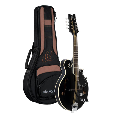 Ortega Guitars, 8-String F-Style Series Solid Top Acoustic-Electric Mandolin w/Bag, Right, Gold (RMFE90TS)