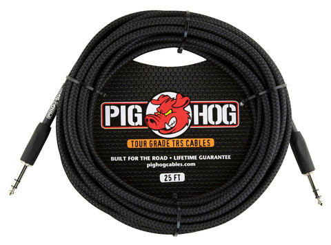 Pig Hog PTRS30BK Black Woven TRS Cable 30ft