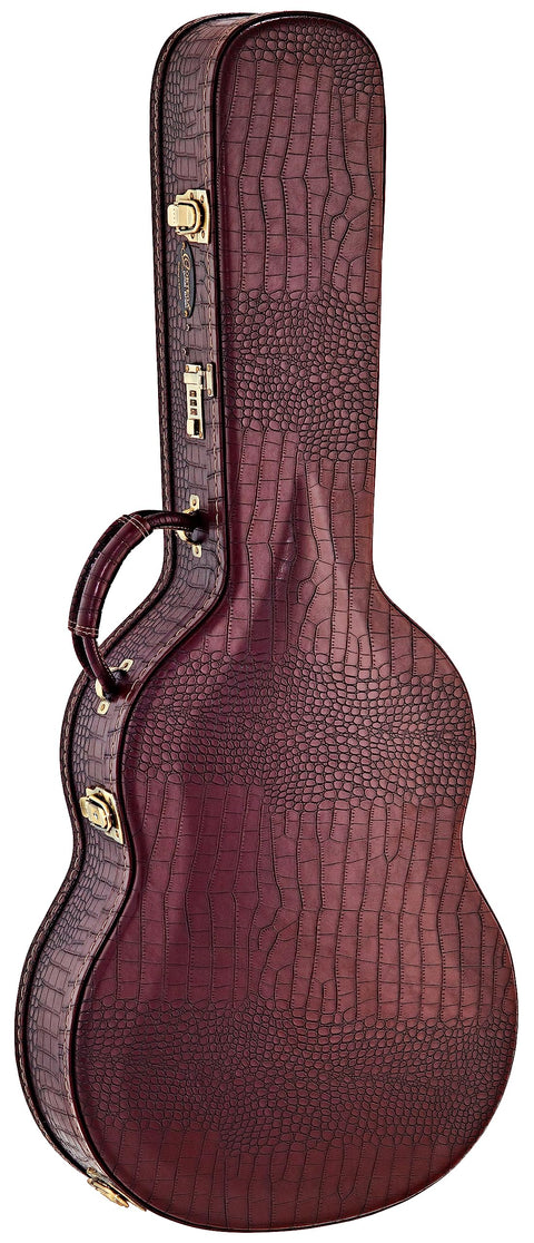 Ortega Guitars Thinline Classical Arched Deluxe Hardshell Case-15 mm Velvet Padding-Modern Brown Croco w/Vinatge Bronze Hardware (OCCPRO-T)