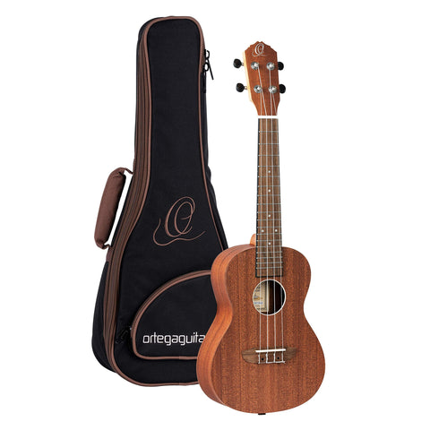 Ortega Guitars, 4-String Timber Series Concert Acoustic-Electric Ukulele w/Bag, Right (RFU11SE)