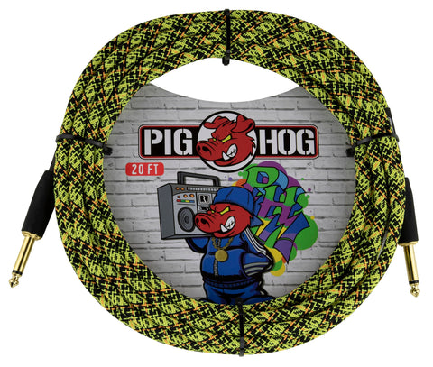 Pig Hog PCH20GYW Instrument Cable, Yellow Graffiti