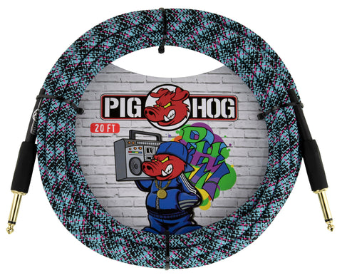 Pig Hog PCH20GBL Instrument Cable, Blue Graffiti