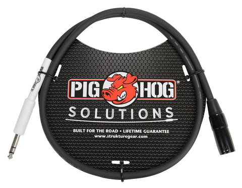Pig Hog PX4T3 XLR Male to 1/4" TRS Instrument Cable, 3 Feet
