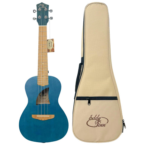 Eddy Finn Bamboo Beach Concert Ukulele for Adults, Beginner and Professional Musical Instrument, Travel-Friendly with Gig Bag, Concert Blue