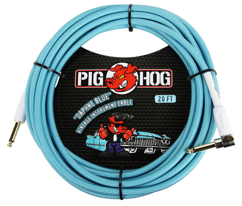 Pig Hog PCH20PLR Right-Angle 1/4" to 1/4" Tartan Plaid Guitar Instrument Cable, 20 Feet