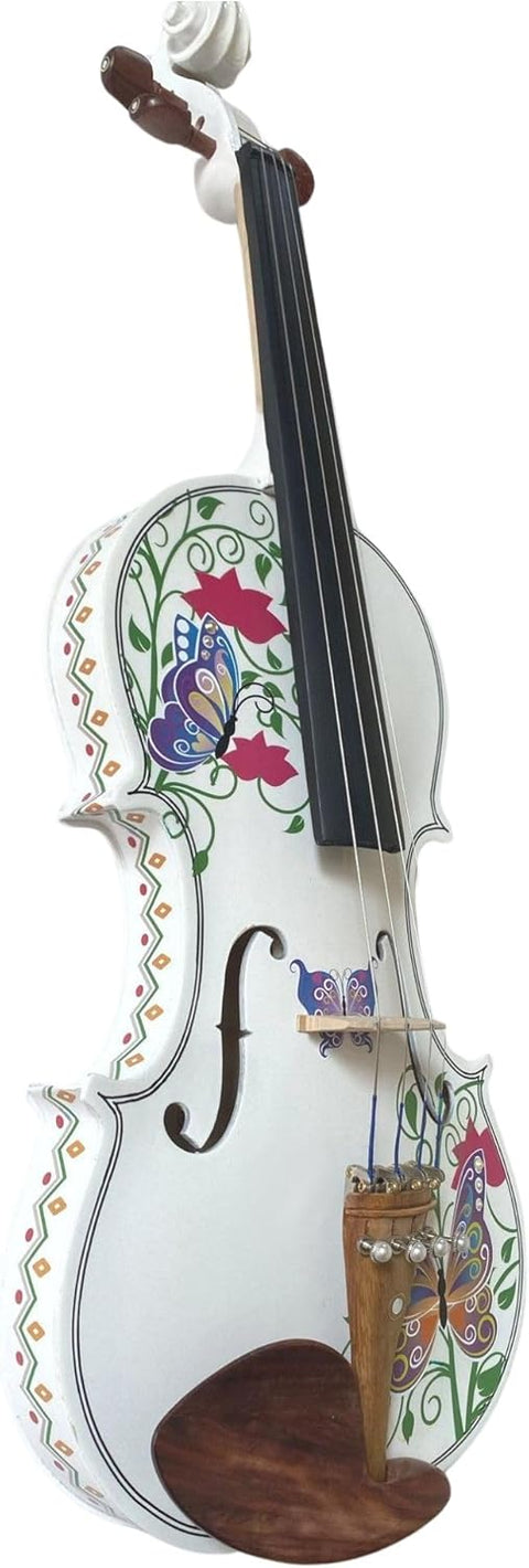 Butterfly Dream II BEJEWELED White Violin Outfit 3/4 w/Greca and Bejeweled Bow