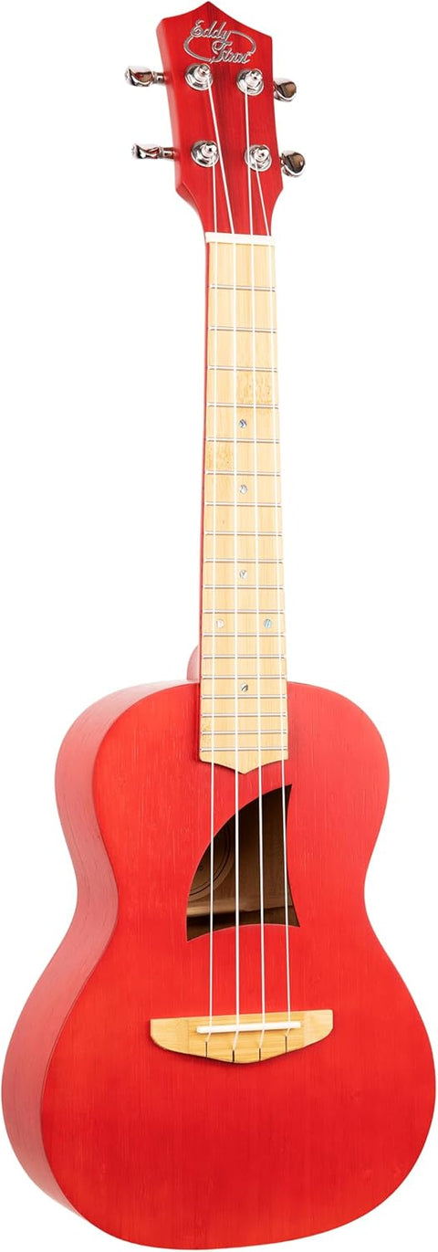 Bamboo Beach Ukulele with Gig Bag, Transparent Red Bamboo