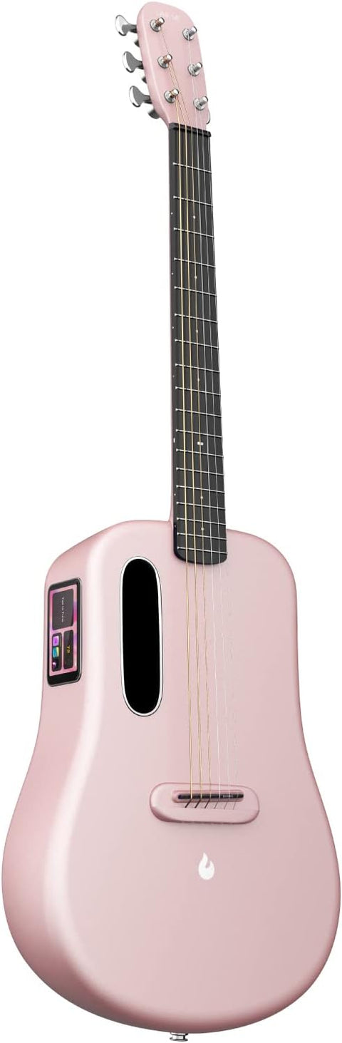 LAVA ME 3 Carbon Fiber Smart Guitars for Adults Teens Beginners, Acoustic-Electric Guitar With Space Gig Bag 38'' Pink